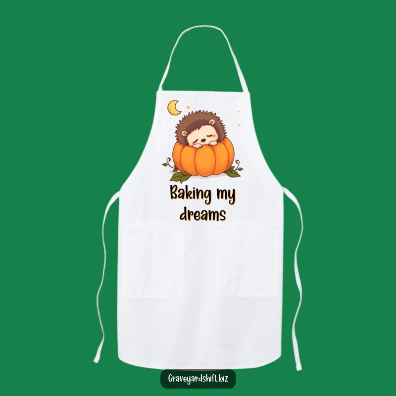 Funny Sleepy Hedgehog Apron: Autumn Kitchen Fun, Pumpkin Dreams, Cute Chef Wear