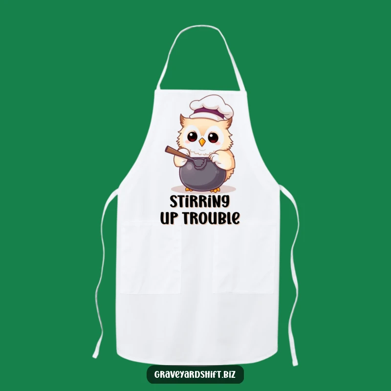 Funny Chef Owl Apron - Joyful Woodland Kitchen Cooking Accessory Gift