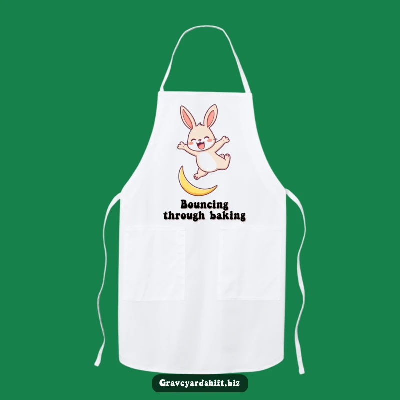 Funny Energetic Rabbit Apron: Kitchen Leaps, Moon Jump Fun, Playful Chef Wear