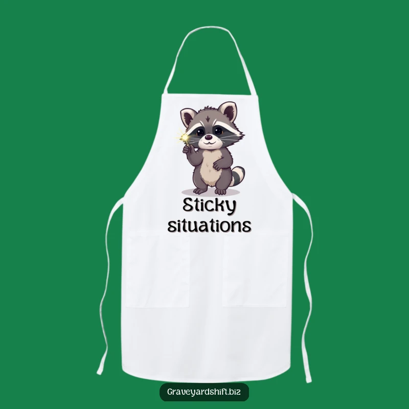 Funny Raccoon Spiderweb Apron - Curious Nighttime Accessory Gift