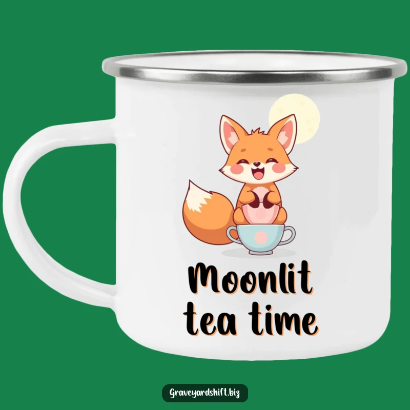 Funny Fox Teacup Camping Mug - Rustic Moonlight Humor Cup Gift