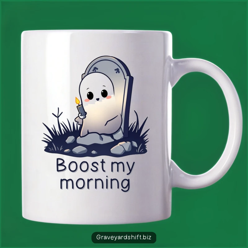 Funny Shy Ghost Mug - Spooky Tombstone Candle Humor Gift