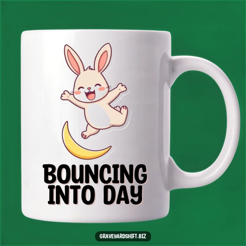 Funny Energetic Rabbit Mug: Moon Leap Joy, Spritely Fun, Whimsical Animal Gift
