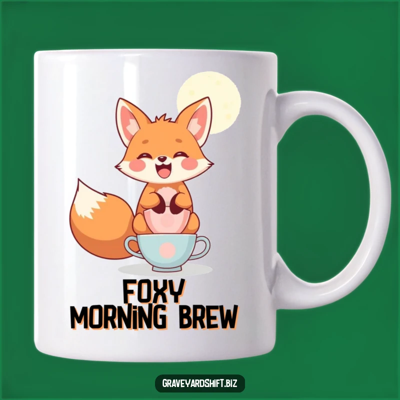 Funny Fox Teacup Mug - Whimsical Moonlight Tea Party Humor Gift