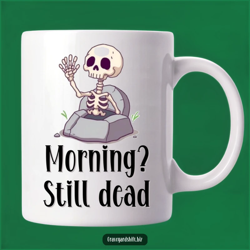 Funny Giggling Skeleton Hand Mug - Spooky Halloween Grave Humor Gift