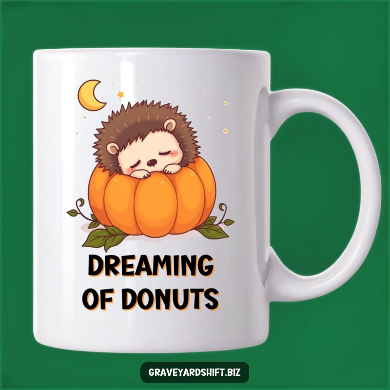Funny Sleepy Hedgehog Mug: Cozy Pumpkin Dreams, Autumn Night Lover, Cute Gift