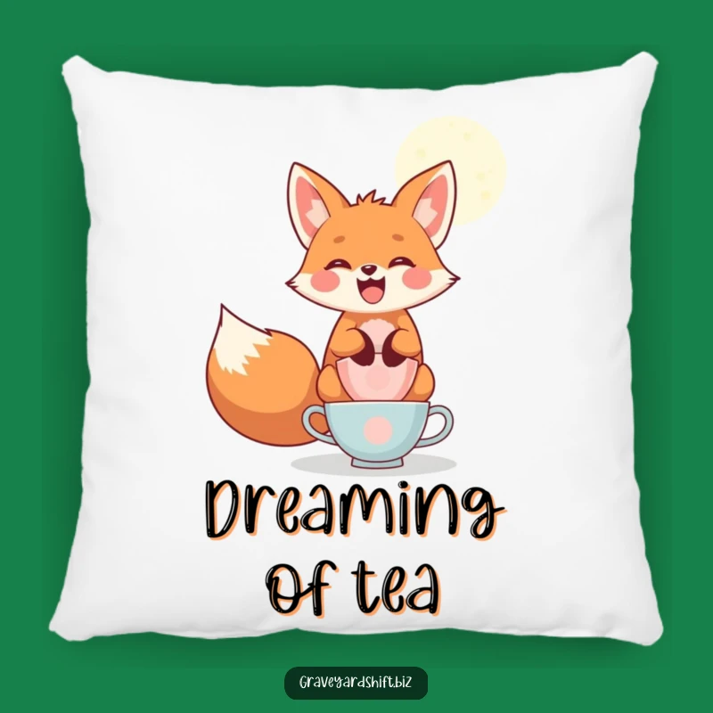 Funny Fox Teacup Pillow - Cozy Moonlight Accent Decor Gift