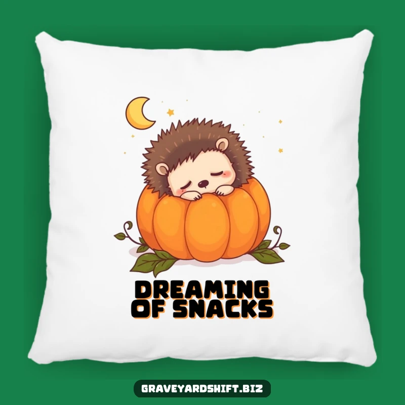 Funny Sleepy Hedgehog Pillow: Cozy Pumpkin Comfort, Autumn Night Dreams, Cute Decor