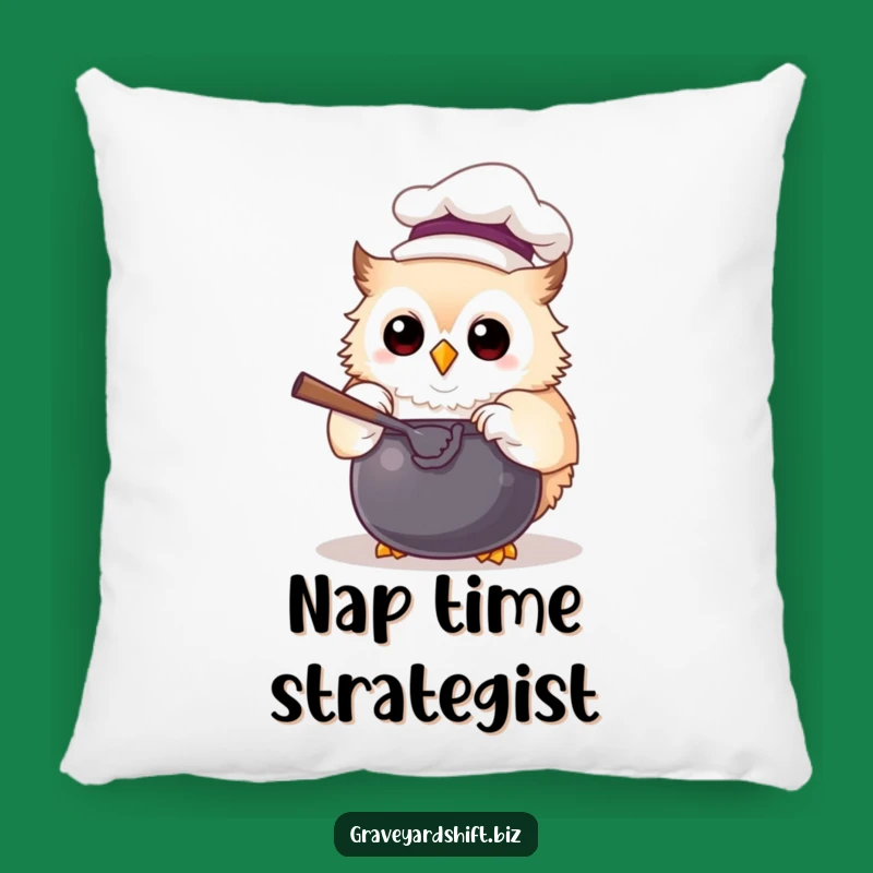 Funny Chef Owl Pillow - Cozy Woodland Kitchen Accent Decor Gift