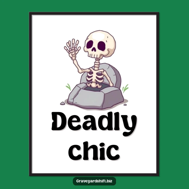 Funny Giggling Skeleton Hand Digital Art - Spooky Grave Wall Decor Humor Gift