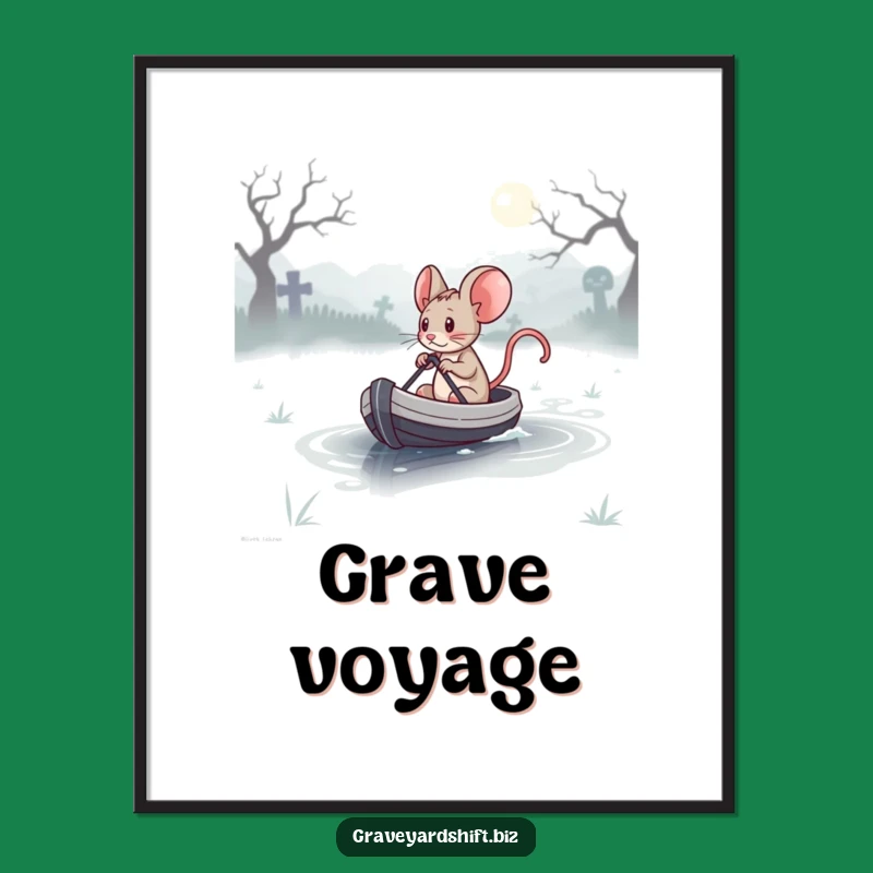 Funny Determined Mouse Digital Art - Graveyard Lake Wall Decor Humor Gift