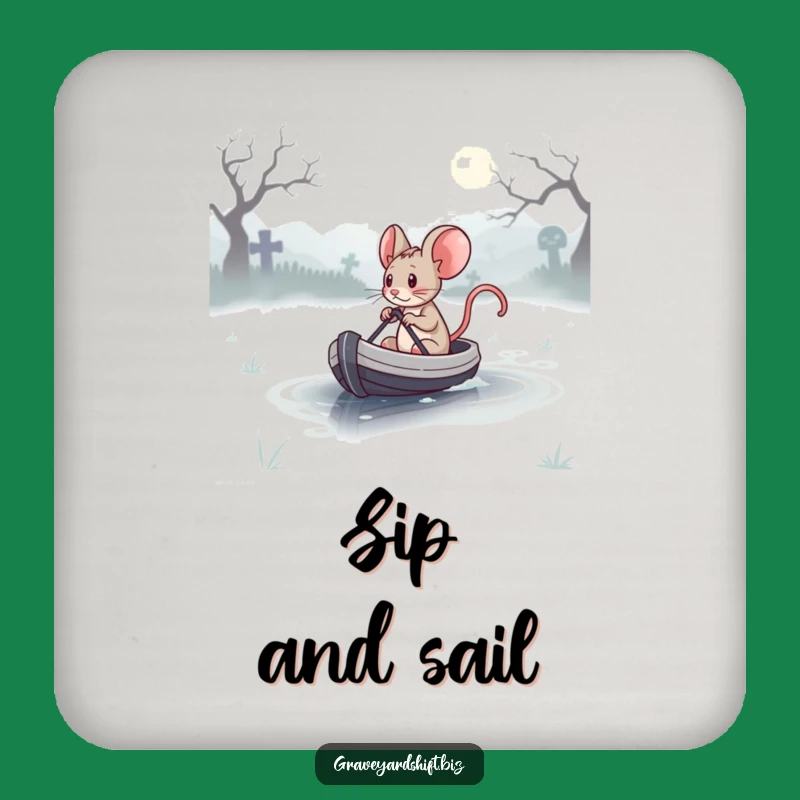 Funny Determined Mouse Coaster - Graveyard Lake Drink Humor Gift