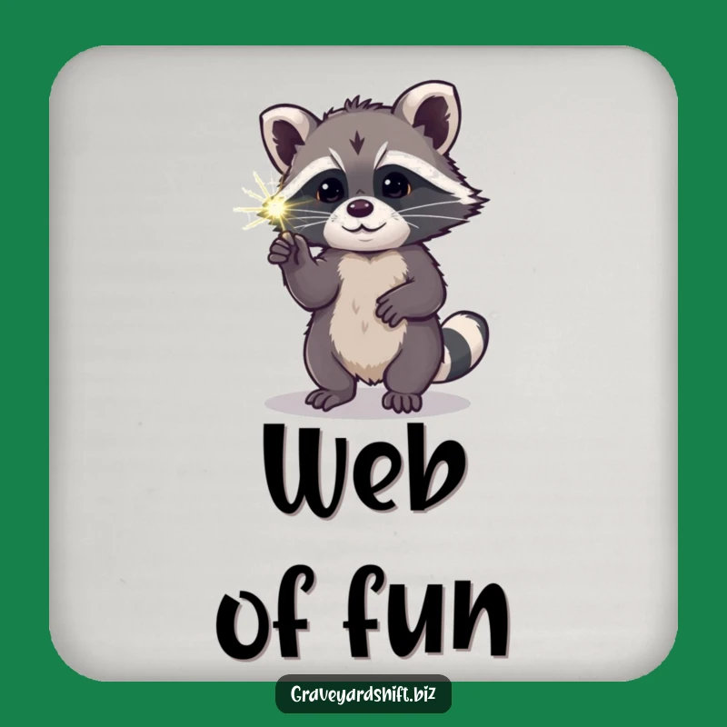 Funny Raccoon Spiderweb Coaster Set - Curious Critter Protection Gift