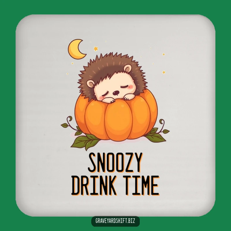 Funny Sleepy Hedgehog Coasters: Protect Surfaces, Pumpkin Dreams, Cute Autumn Decor Set