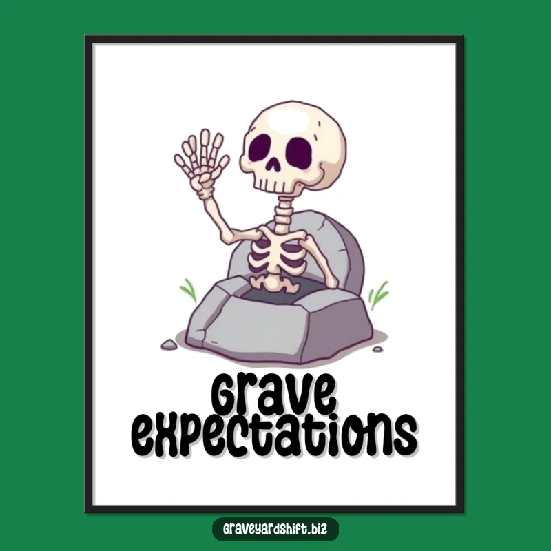 Funny Giggling Skeleton Hand Poster - Spooky Grave Wall Art Humor Gift