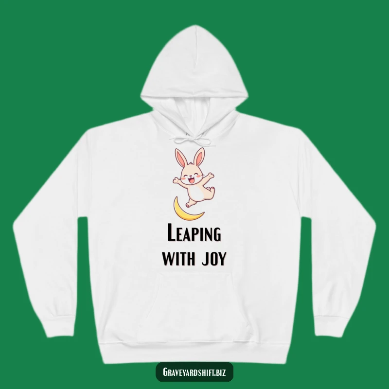 Funny Energetic Rabbit Hoodie: Cozy Moon Jumps, Spritely Comfort, Playful Animal Gift