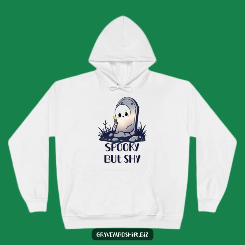 Funny Shy Ghost Hoodie - Cozy Spooky Tombstone Sweatshirt Gift