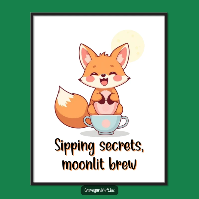 Free Printable Funny Fox Art - Whimsical Moonlight Downloadable Decor!