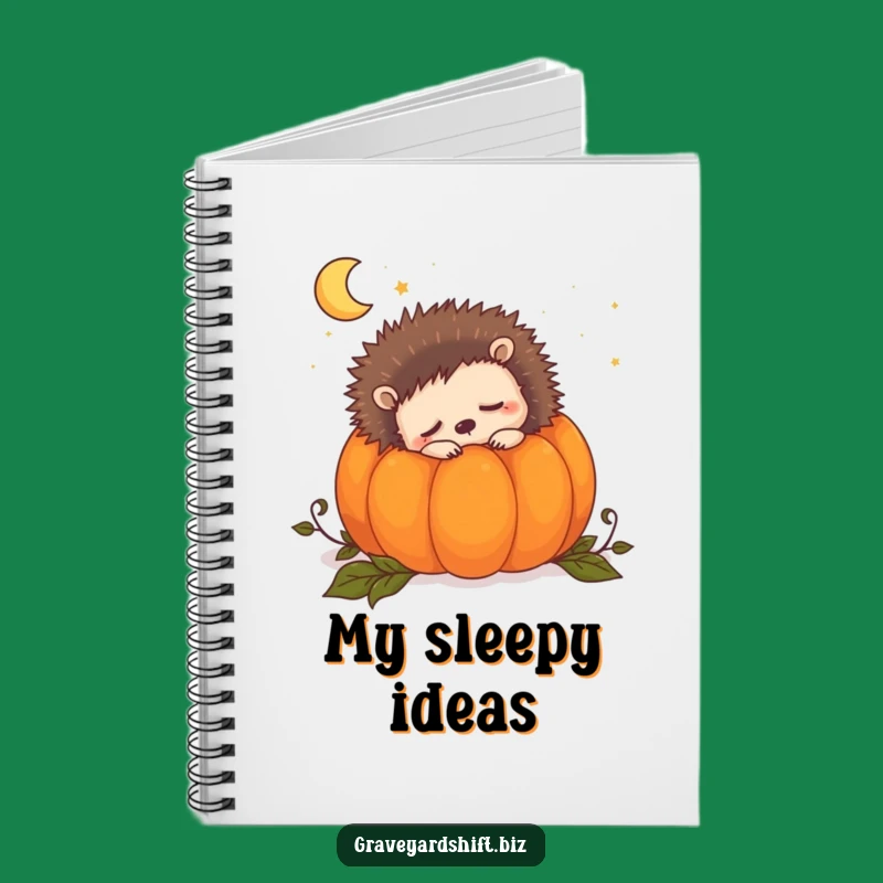 Funny Sleepy Hedgehog Notebook: Autumn Journal, Pumpkin Dreams, Cute Animal Diary