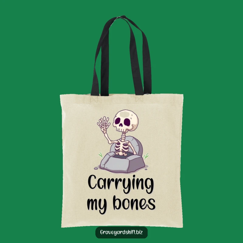 Funny Giggling Skeleton Hand Tote Bag - Spooky Grave Shopping Humor Gift