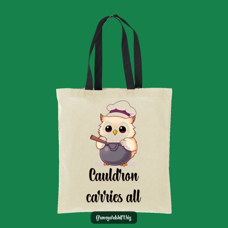 Funny Chef Owl Tote Bag - Whimsical Woodland Kitchen Accessory Gift