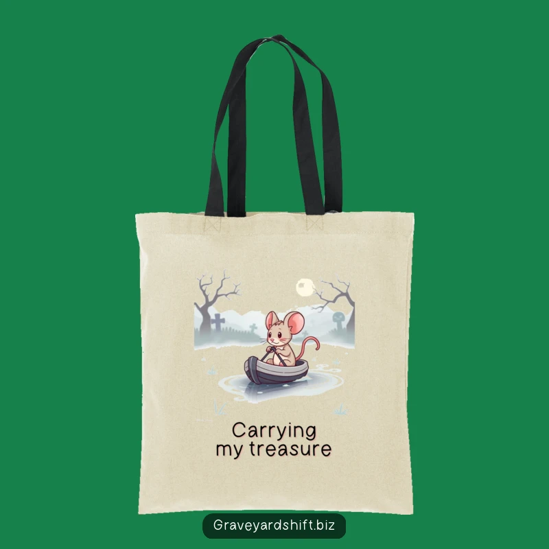 Funny Determined Mouse Tote Bag - Graveyard Lake Explorer Humor Gift