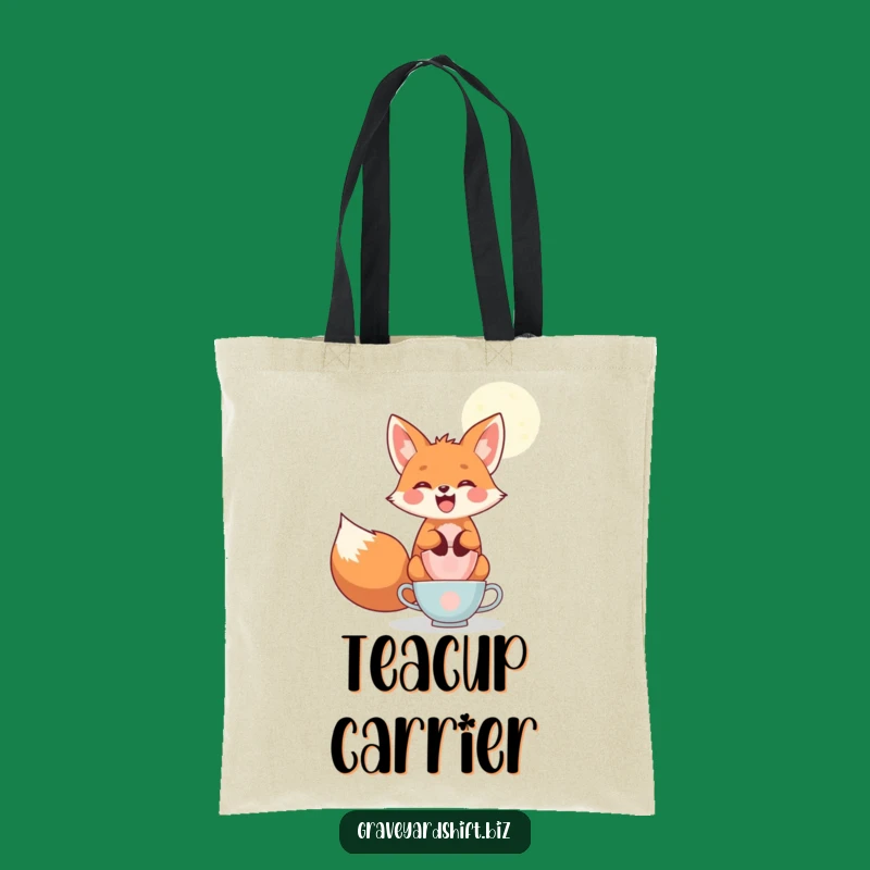 Funny Fox Teacup Tote Bag - Whimsical Moonlight Accessory Gift